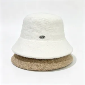 Sombrero de pescador minimalista de mezcla de lana para mujer, gorro de invierno cálido.