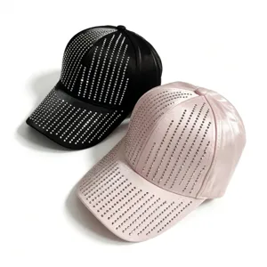 Women Satin Rhinestone Baseball Cap Meteor Shower Pattern Fashion Curved Brim Adjustable Outdoor Sun Hat Casual Hat