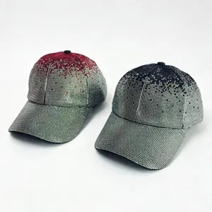 Luxurious rhinestone baseball cap with gradient design, sparkly crystal adjustable hat for women