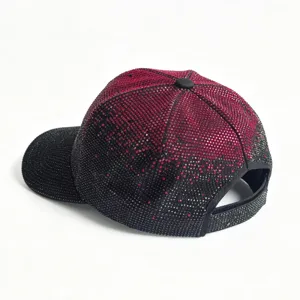 Gradient rhinestone baseball cap, sparkling crystal design, trendy fashion headwear for women.