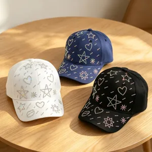 Strass ster hart baseball cap kinderen zonnekant schattig outdoor casual hoed