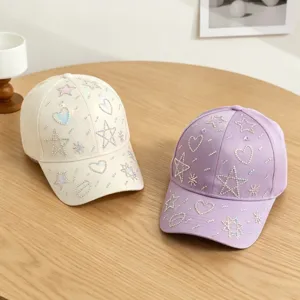 Kinder honkbalpet met strass steentjes en glimmende sterren. Leuke zonnekap voor kids.