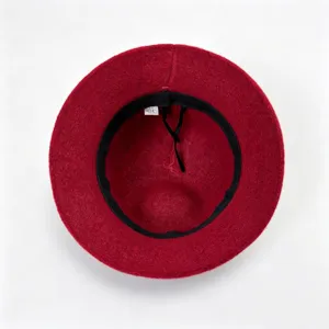 Sombrero de pescador de mezcla de lana roja de invierno mujer sombrero de lavabo cálido