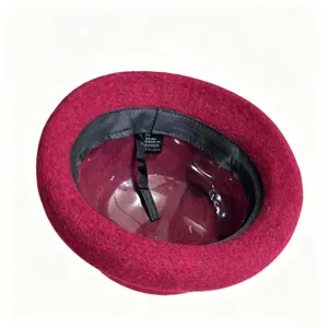 Stylish wool blend cloche hat for women, elegant retro winter bucket hat detail view.