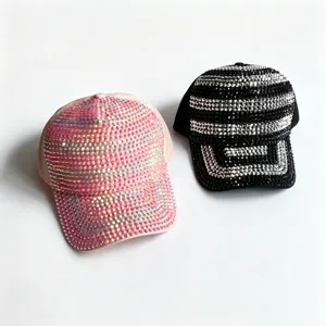 Glitterende strass honkbalpet voor vrouwen, luxe kristallen bling casual zomer zonnehoed.