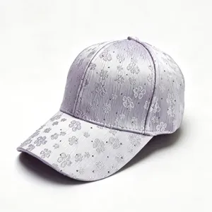 Women stylish rhinestone embroidered baseball cap casual sun protection curved brim hat
