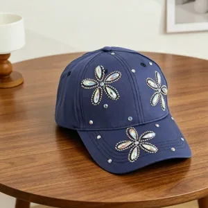 Strass bloem honkbalpet voor kinderen, schitterend kristal ontwerp, casual zonnekap.
