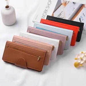 Portafoglio lungo donna ecopelle design minimalista vari scomparti carte tinta unita borsa moda