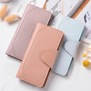 Women Long Wallet PU Leather Multi Card Slot Coin Purse Zipper Clutch Casual Solid Color Handbag Travel Pocket