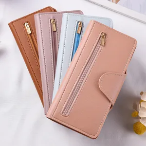 Portafoglio lungo da donna elegante in ecopelle con cerniera accessorio moda casual chic
