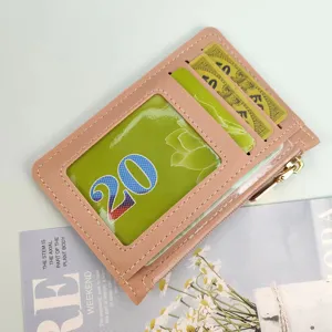 Ultra-thin women coin card wallet solid color portable compact minimalist card holder bag