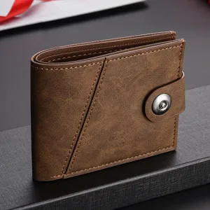 portafoglio corto uomo vintage marrone pelle design dettaglio piega porta carte monete