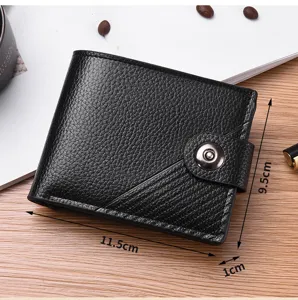 Herren kurze geprägte Lederbörse mit Magnetverschluss und kompaktem Kartenetui Design.
