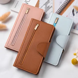Portafoglio Lungo in Pelle PU Minimalista per Donna Grande Capienza Slot Multi-Scheda Borsa Casual con Cerniera Borsa Moda