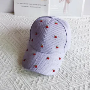 Waffle cherry rhinestone baseball cap sweet summer sun protection hat detail view