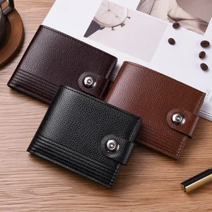 Herren Kurzgeldbörse klassisches Leder Kartenetui Vintage Stil Brieftasche schwarz braun