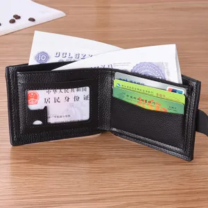 Herren Leder Kurzgeldbörse schwarz Multi Kartenhalter Münzfach Portemonnaie neu.