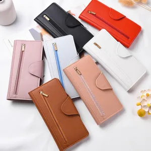 Portafoglio lungo donna minimalista in pelle PU pochette casual grande capacità porta carte