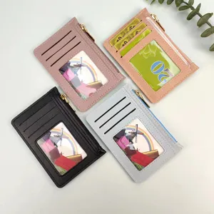 Women slim card case minimalist coin purse multi-slot zipper wallet set pack of 4