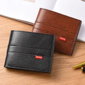 Herren Kurze PU Leder Geldbörse Business Lässig Minimalistisch Zweifach Geklappt Kartenhalter Münzfach Multifunktional Portemonnaie