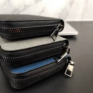 Portafoglio lungo uomo con zip business in tela pochette grande capacità scomparti multipli