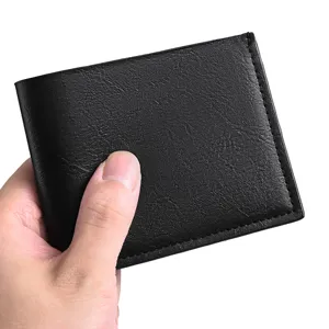 Schwarze kurze Herren Geldbörse minimalistisches Leder Business Kartenetui Portemonnaie.