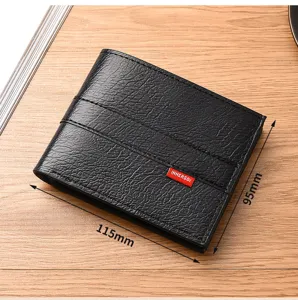 Herren kurze schwarze Geldbörse Business Leder Kartenetui kompakte Größe 115x95mm