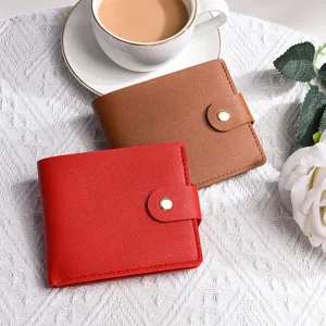 Portafoglio Corto in Pelle PU da Donna Moda Tinta Unita Pieghevole Portamonete