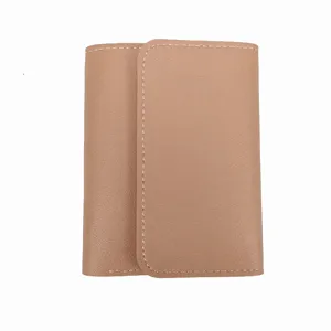Minimalistische dreifach Damen Geldbörse PU Leder Kartenhalter einfarbig kurze Münztasche