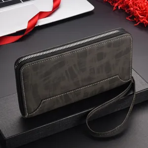 Portafoglio lungo uomo con cerniera cinturino affari casual telefono porta carte borsa