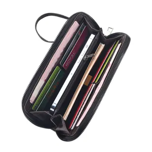Portafoglio uomo lungo con zip business casual borsa telefono grande capacità carte