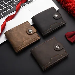 Men's Short PU Leather Wallet Business Casual Multi-Card Slot Solid Color Foldable Coin Purse Fashion Pocket Wallet