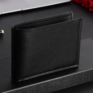 Schwarze minimalistische kurze Herren Ledergeldbörse Business Kartenetui Portemonnaie