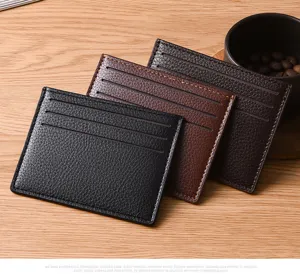 Dünnes Leder Kartenetui für Damen und Herren mit mehreren Fächern minimalistische Geldbörse