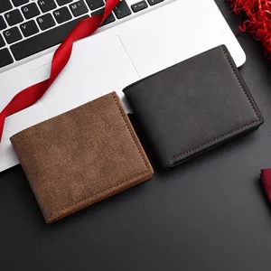 Men's Vintage Casual Short Wallet Multi-Card Slot PU Leather Billfold with Coin Pocket Purse Card Holder
