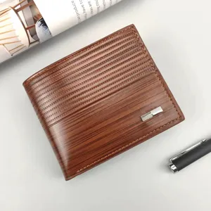 Herren Kurzbrieftasche Holzmaserung Textur Mode Business Kartenhalter Münzgeldbörse