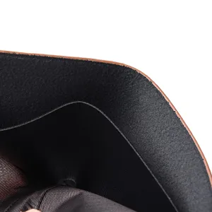 Detailed view of men's leather wallet interior, premium fabric lining and neat stitching.