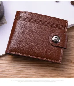 Herren kurze braune Leder Bifold Geldbörse mit praktischem Münzfach und Kartenfächern 93