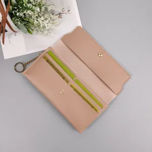 Women long wallet solid color snap closure PU leather card holder clutch purse chic accessory