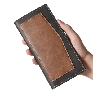 Portafoglio Lungo da Uomo in Pelle PU Bifold Pochette Porta Carte Multipla Grande Capacità Business Casual Borsellino Tasca con Cerniera