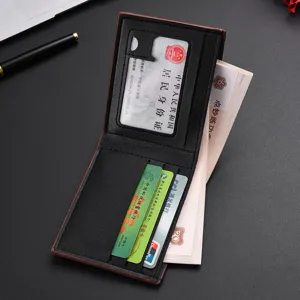 Portafoglio corto in pelle PU da uomo con scomparti multipli, design d'affari classico ed elegante.