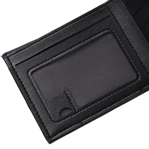 Portefeuille court homme porte-cartes interieur, elegant cuir noir fenetre ID chic.