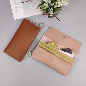 Women's long wallet PU leather minimalist snap closure multi-card holder clutch bag