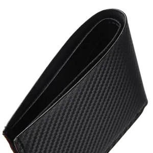 Portefeuille court homme fibre de carbone détail, élégant porte-cartes noir intérieur et texture