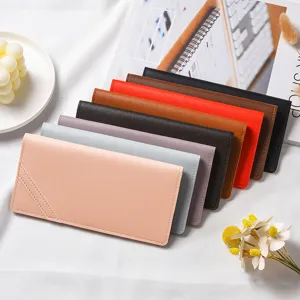 Portafoglio lungo in pelle PU da donna porta carte sottile borsa pochette elegante