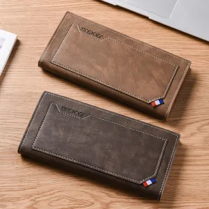 Portefeuille long homme en cuir PU d'affaires décontracté fentes multiples pochette mince