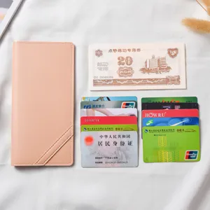 Portafoglio lungo da donna in ecopelle rosa portacarte minimalista grande capacità.