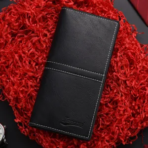 Portafoglio lungo uomo nero in ecopelle porta carte sottile elegante casual da lavoro.