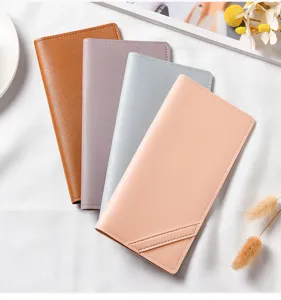 Portafoglio lungo donna minimalista porta carte tasche multiple borsellino slim moda dettaglio
