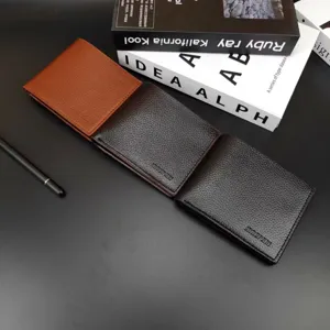 Portefeuille court homme en cuir PU porte-cartes porte-monnaie élégant design.